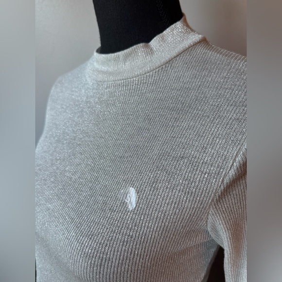 La Hearts silver metal Long Sleeve Crop Top - Picture 5 of 7